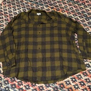 Olive Flannel Button Up